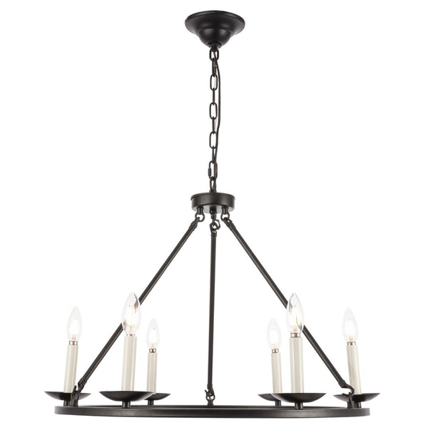 Elegant Lighting - LD6010D26BK - Six Light Chandelier - Maine - Black from Lighting & Bulbs Unlimited in Charlotte, NC