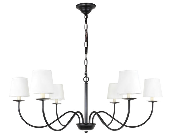 Elegant Lighting - LD6103D37BK - Six Light Chandelier - Eclipse - Black And White Shade from Lighting & Bulbs Unlimited in Charlotte, NC