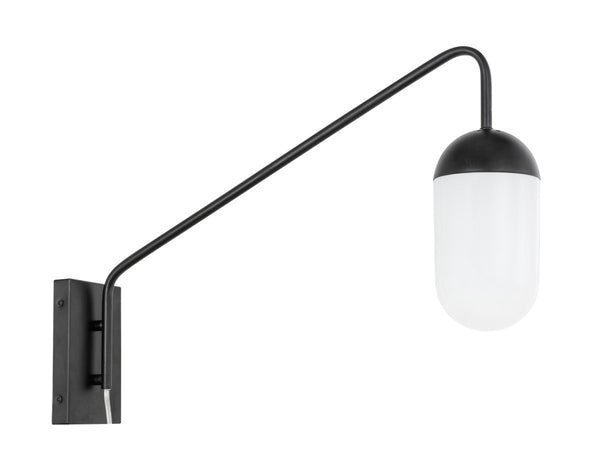 Elegant Lighting - LD6175BK - One Light Wall Sconce - Kace - Black And Frosted White Glass from Lighting & Bulbs Unlimited in Charlotte, NC