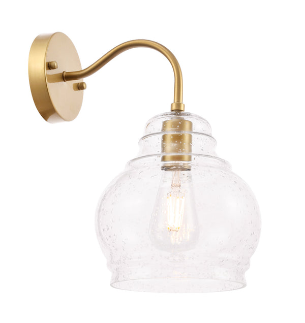 Elegant Lighting - LD6194BR - One Light Wall Sconce - Pierce - Brass And Clear Seeded Glass from Lighting & Bulbs Unlimited in Charlotte, NC