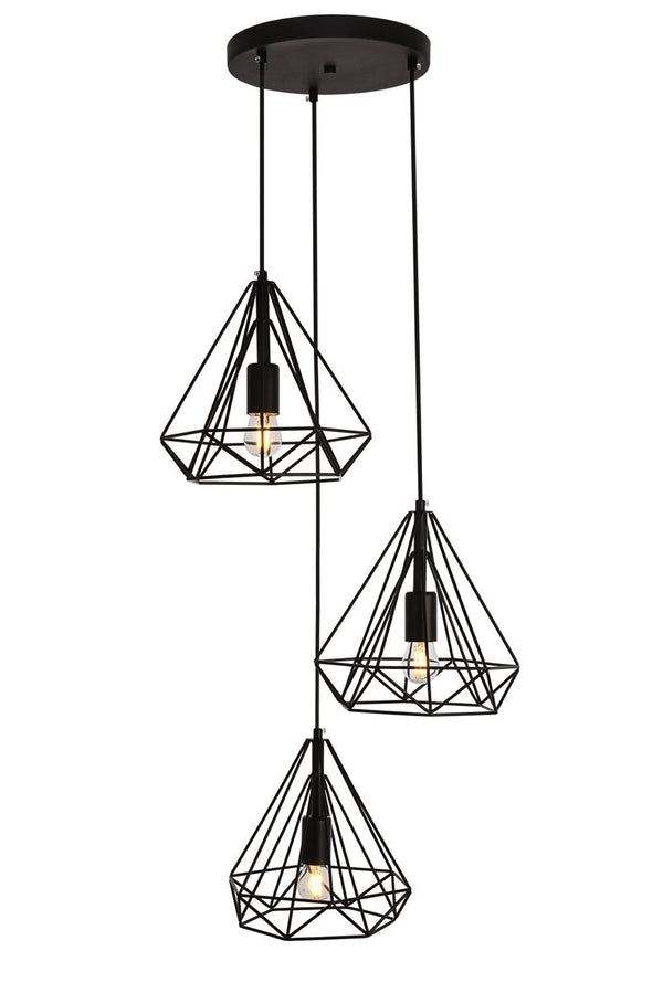 Elegant Lighting - LDPD2091 - Three Light Pendant - Jago - Black from Lighting & Bulbs Unlimited in Charlotte, NC