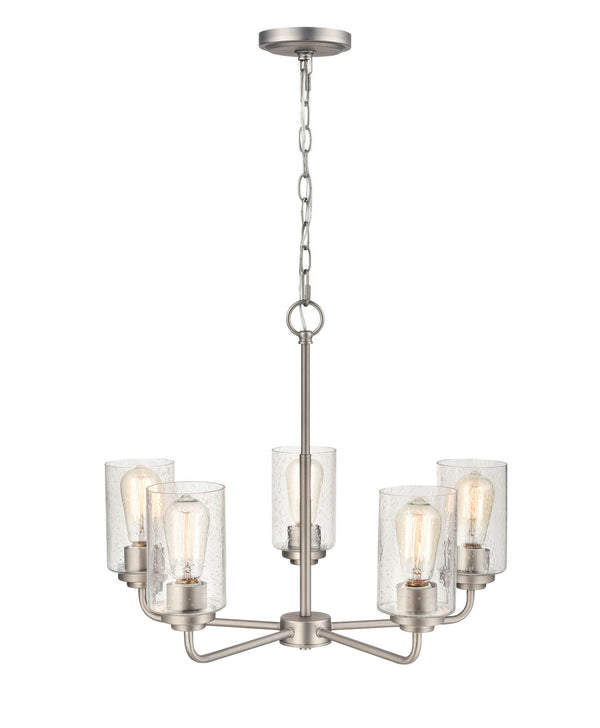 Millennium - 9605-SN - Five Light Chandelier - Moven - Satin Nickel from Lighting & Bulbs Unlimited in Charlotte, NC