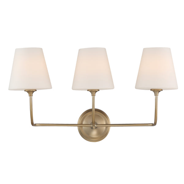Crystorama - 2443-OP-VG - Three Light Bathroom Vanity - Sylvan - Vibrant Gold from Lighting & Bulbs Unlimited in Charlotte, NC