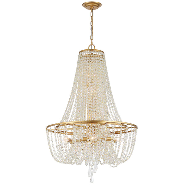 Crystorama - ARC-1917-GA-CL-MWP - Nine Light Chandelier - Arcadia - Antique Gold from Lighting & Bulbs Unlimited in Charlotte, NC