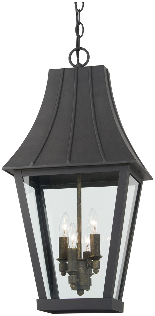 Minka-Lavery - 72784-66G - Four Light Outdoor Hanging Lantern - Chateau Grande - Coal W/Gold from Lighting & Bulbs Unlimited in Charlotte, NC