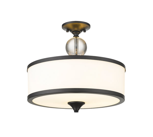 Z-Lite - 307SF-MB - Three Light Semi Flush Mount - Cosmopolitan - Matte Black from Lighting & Bulbs Unlimited in Charlotte, NC