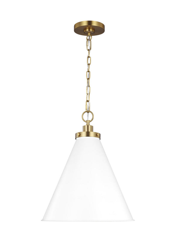 Visual Comfort Studio - CP1271MWTBBS - One Light Pendant - Wellfleet - Matte White and Burnished Brass from Lighting & Bulbs Unlimited in Charlotte, NC