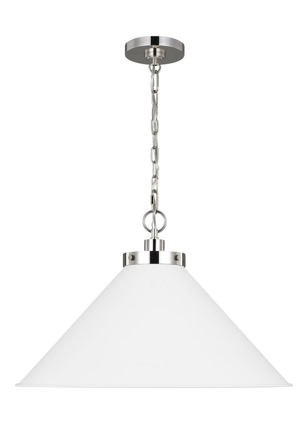 Visual Comfort Studio - CP1311MWTPN - One Light Pendant - Wellfleet - Matte White and Polished Nickel from Lighting & Bulbs Unlimited in Charlotte, NC