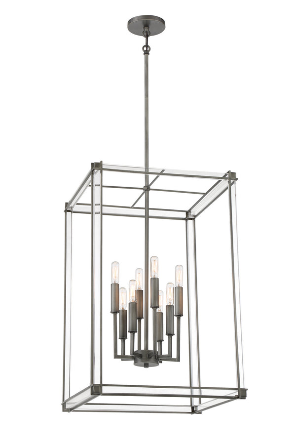 Minka-Lavery - 3857-756 - Eight Light Pendant - Langen Square - Antique Nickel (Painted) from Lighting & Bulbs Unlimited in Charlotte, NC