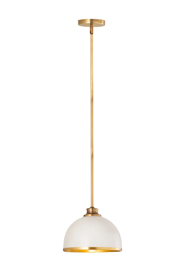 Z-Lite - 1004P10-MW-RB - One Light Pendant - Landry - Matte White / Rubbed Brass from Lighting & Bulbs Unlimited in Charlotte, NC