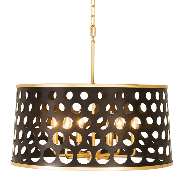 Varaluz - 346P06MBFG - Six Light Pendant - Bailey - Matte Black/French Gold from Lighting & Bulbs Unlimited in Charlotte, NC