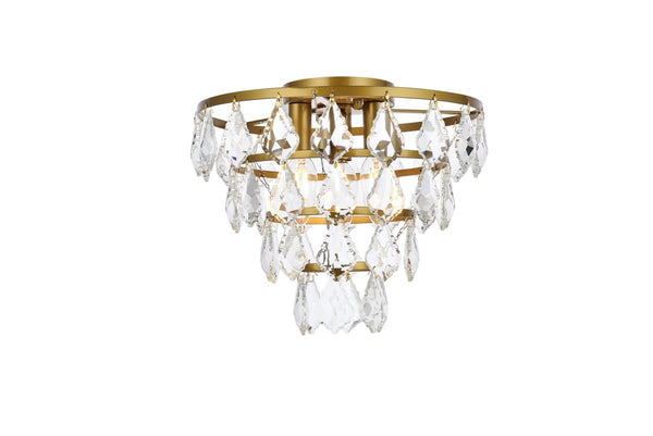 Elegant Lighting - 1101F12BR - Three Light Flush Mount - Ella - Brass from Lighting & Bulbs Unlimited in Charlotte, NC