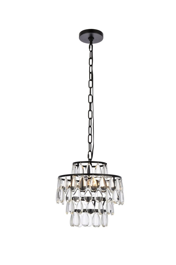 Elegant Lighting - 1102D12BK - Three Light Pendant - Mila - Black from Lighting & Bulbs Unlimited in Charlotte, NC