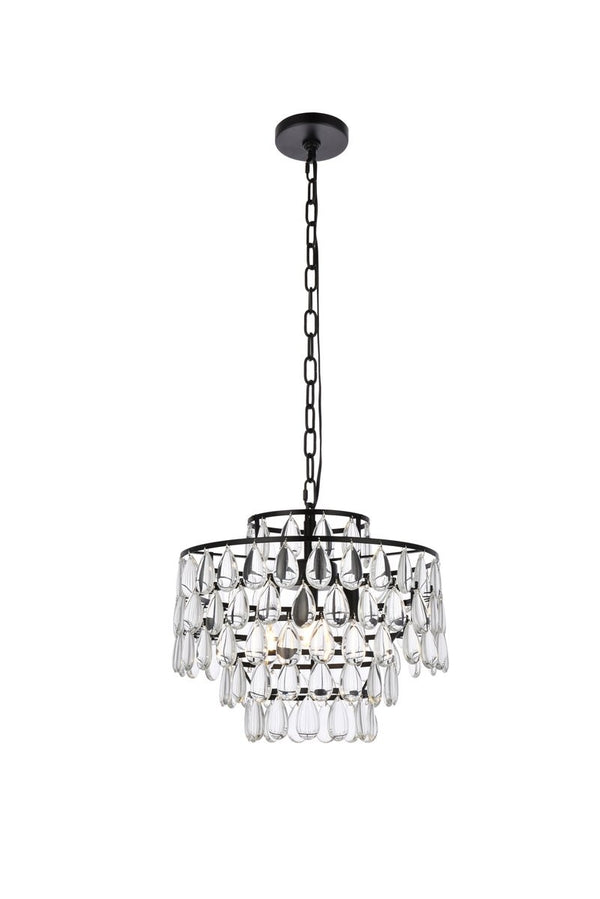 Elegant Lighting - 1102D16BK - Three Light Pendant - Mila - Black from Lighting & Bulbs Unlimited in Charlotte, NC