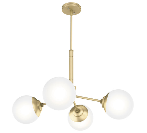 Hunter - 19016 - Four Light Chandelier - Hepburn - Modern Brass from Lighting & Bulbs Unlimited in Charlotte, NC