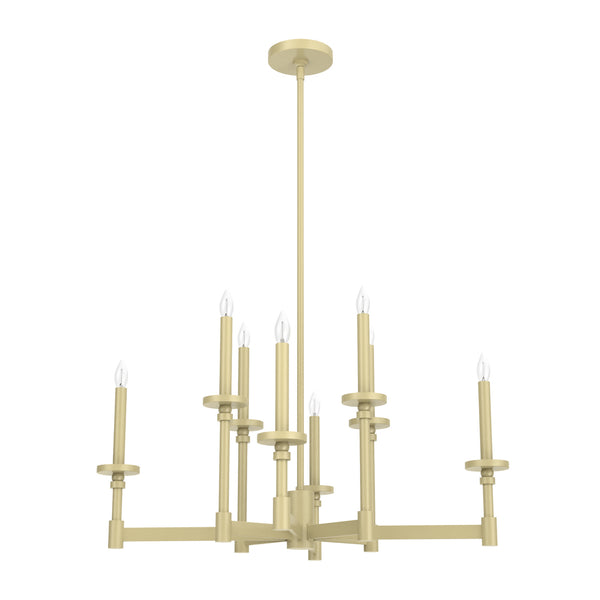 Hunter - 19053 - Eight Light Chandelier - Briargrove - Modern Brass from Lighting & Bulbs Unlimited in Charlotte, NC