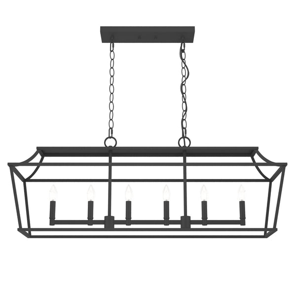 Hunter - 19077 - Six Light Linear Chandelier - Laurel Ridge - Natural Black Iron from Lighting & Bulbs Unlimited in Charlotte, NC