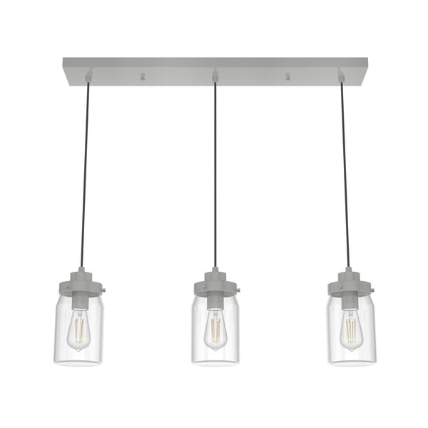 Hunter - 19156 - Three Light Cluster Linear - Devon Park - Brushed Nickel from Lighting & Bulbs Unlimited in Charlotte, NC