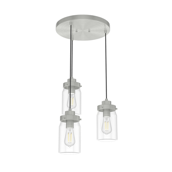 Hunter - 19158 - Three Light Cluster - Devon Park - Brushed Nickel from Lighting & Bulbs Unlimited in Charlotte, NC