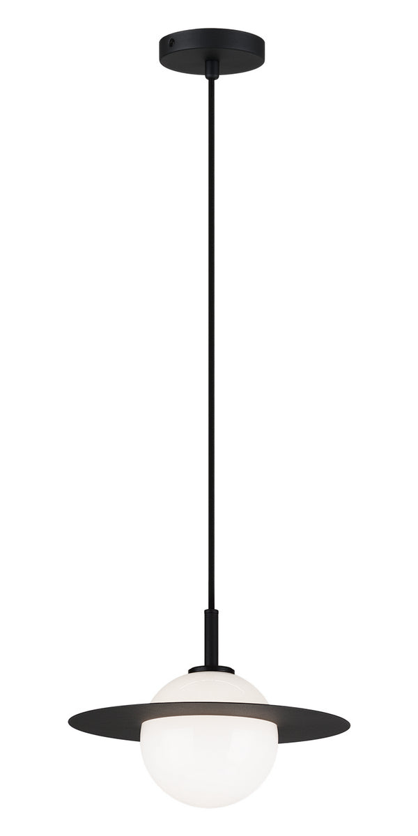 Matteo Lighting - C60401BKOP - One Light Pendant - Saturn - Black / Opal Glass from Lighting & Bulbs Unlimited in Charlotte, NC