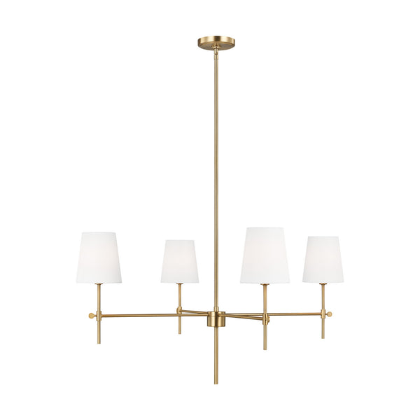 Visual Comfort Studio - 3287204-848 - Four Light Chandelier - Baker - Satin Brass from Lighting & Bulbs Unlimited in Charlotte, NC