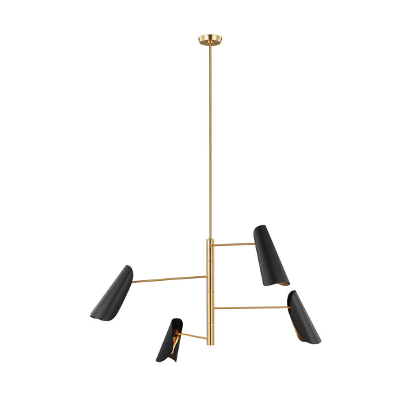 Visual Comfort Studio - AEC1024BBSMBK - Four Light Chandelier - Tresa - Midnight Black and Burnished Brass from Lighting & Bulbs Unlimited in Charlotte, NC