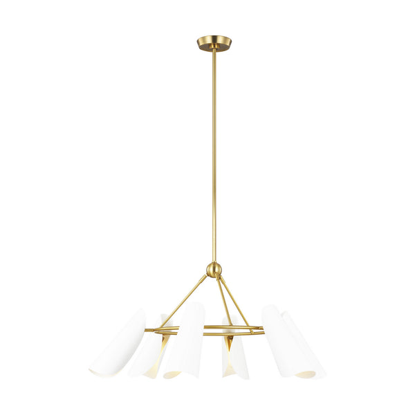 Visual Comfort Studio - AEC1036BBSMWT - Six Light Chandelier - Tresa - Matte White and Burnished Brass from Lighting & Bulbs Unlimited in Charlotte, NC