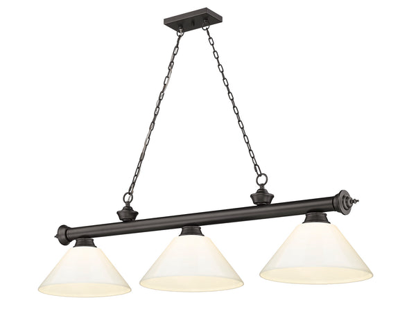 Z-Lite - 2306-3BRZ-PWH - Three Light Billiard - Cordon - Bronze from Lighting & Bulbs Unlimited in Charlotte, NC