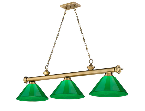 Z-Lite - 2306-3RB-PGR - Three Light Billiard - Cordon - Rubbed Brass from Lighting & Bulbs Unlimited in Charlotte, NC