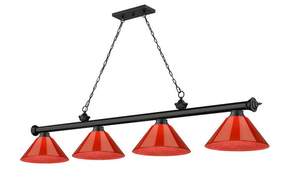 Z-Lite - 2306-4MB-ARBG - Four Light Billiard - Cordon - Matte Black from Lighting & Bulbs Unlimited in Charlotte, NC