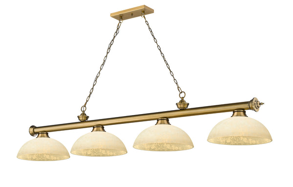 Z-Lite - 2306-4RB-DGM14 - Four Light Billiard - Cordon - Rubbed Brass from Lighting & Bulbs Unlimited in Charlotte, NC