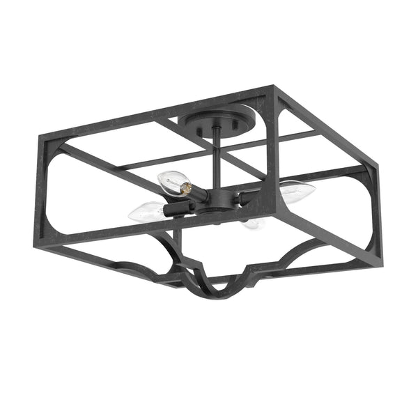 Hunter - 19291 - Four Light Semi Flush Mount - Highland Hill - Rustic Iron from Lighting & Bulbs Unlimited in Charlotte, NC
