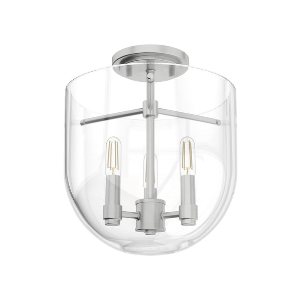 Hunter - 19321 - Three Light Semi Flush Mount - Sacha - Brushed Nickel from Lighting & Bulbs Unlimited in Charlotte, NC