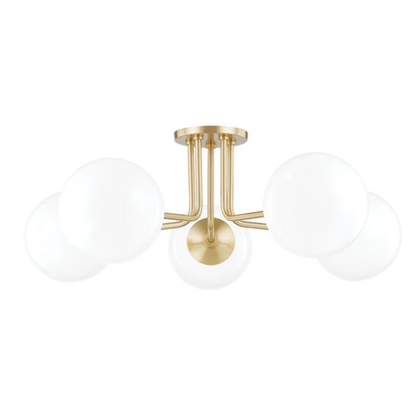 Mitzi - H105605-AGB - Five Light Semi Flush Mount - Stella - Aged Brass from Lighting & Bulbs Unlimited in Charlotte, NC