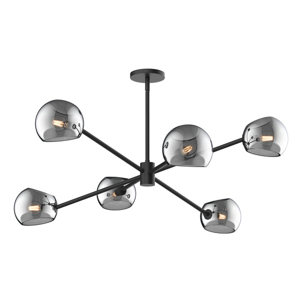 Alora - CH548637MBSM - Six Light Chandelier - Willow - Matte Black/Smoked Solid Glass from Lighting & Bulbs Unlimited in Charlotte, NC