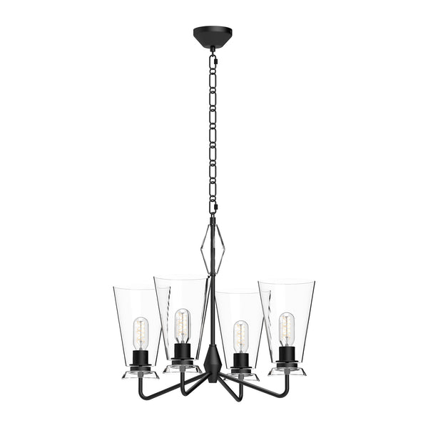 Alora - CH570423MBCL - Four Light Chandelier - Salem - Matte Black/Clear Glass from Lighting & Bulbs Unlimited in Charlotte, NC