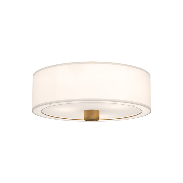 Alora - FM547924AGWL - Three Light Flush Mount - Theo - Aged Gold/White Linen from Lighting & Bulbs Unlimited in Charlotte, NC