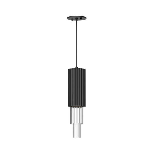 Alora - PD502204MBCR - LED Pendant - Bordeaux - Matte Black/Clear Ribbed Glass from Lighting & Bulbs Unlimited in Charlotte, NC
