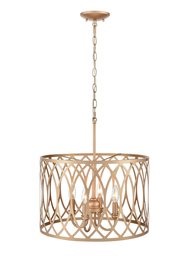 Millennium - 4214-PMG - Four Light Pendant - Arelyn - Painted Modern Gold from Lighting & Bulbs Unlimited in Charlotte, NC