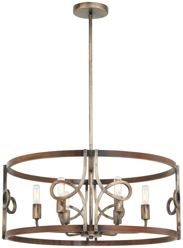 Minka-Lavery - 2696-115 - Six Light Pendant - Yorkville - Aged Darkwood With Silver Pati from Lighting & Bulbs Unlimited in Charlotte, NC