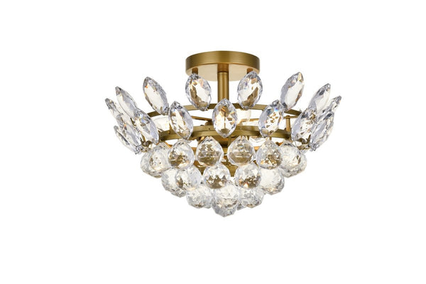 Elegant Lighting - 1105F14BR - Three Light Flush Mount - Emilia - Brass from Lighting & Bulbs Unlimited in Charlotte, NC