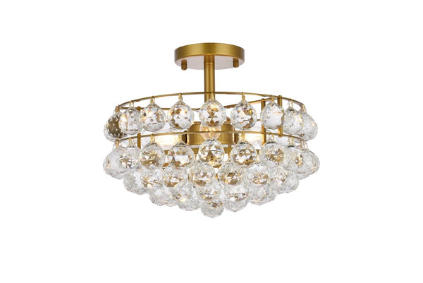 Elegant Lighting - 1107F14BR - Three Light Flush Mount - Savannah - Brass from Lighting & Bulbs Unlimited in Charlotte, NC