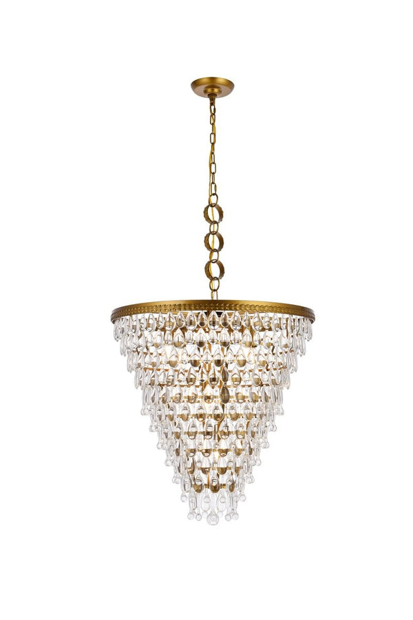 Elegant Lighting - 1219D24BR/RC - Seven Light Chandelier - Nordic - Brass And Clear from Lighting & Bulbs Unlimited in Charlotte, NC