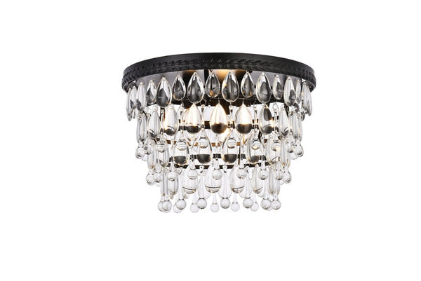 Elegant Lighting - 1219F15BK/RC - Three Light Flush Mount - Nordic - Black And Clear from Lighting & Bulbs Unlimited in Charlotte, NC