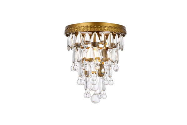 Elegant Lighting - 1219F9BR/RC - One Light Flush Mount - Nordic - Brass And Clear from Lighting & Bulbs Unlimited in Charlotte, NC