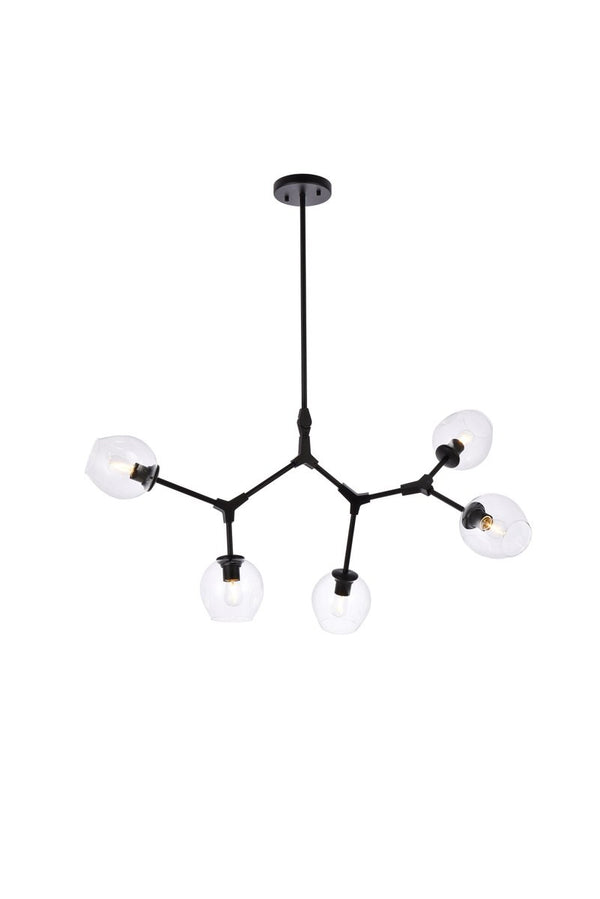 Elegant Lighting - 1712D42BK - Five Light Chandelier - Cavoli - Black And Clear from Lighting & Bulbs Unlimited in Charlotte, NC