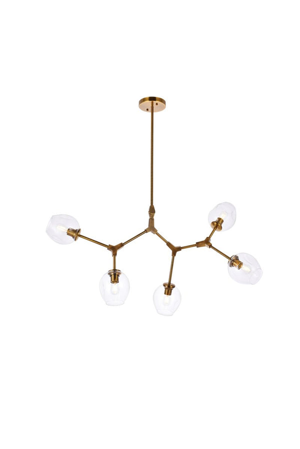 Elegant Lighting - 1712D42BR - Five Light Chandelier - Cavoli - Brass And Clear from Lighting & Bulbs Unlimited in Charlotte, NC