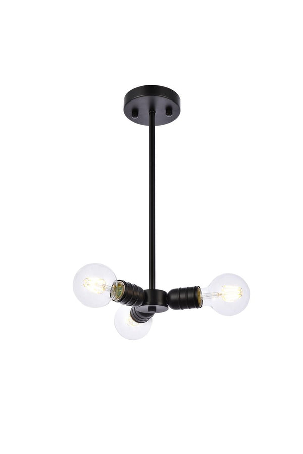 Elegant Lighting - LD2337BK - Three Light Pendant - Reyes - Black from Lighting & Bulbs Unlimited in Charlotte, NC