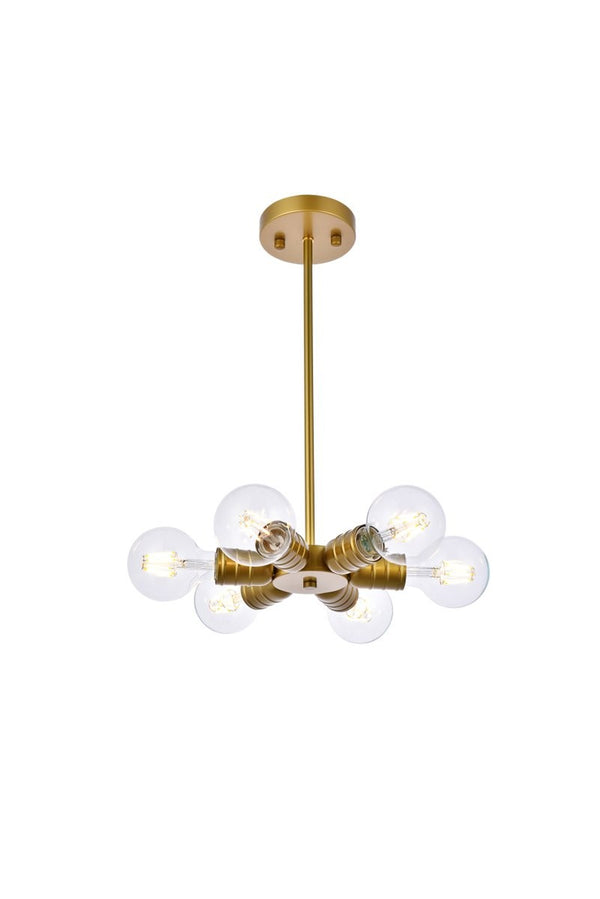 Elegant Lighting - LD2338BR - Six Light Pendant - Reyes - Brass from Lighting & Bulbs Unlimited in Charlotte, NC