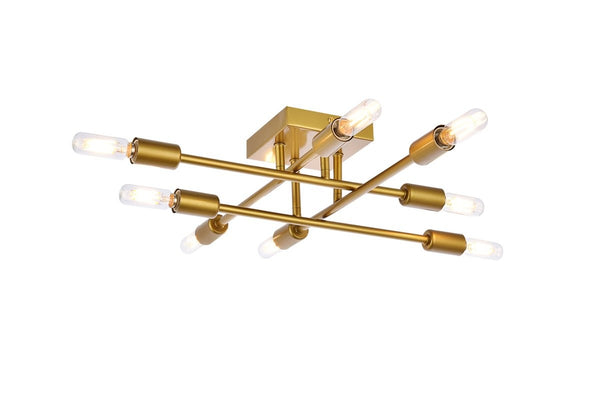 Elegant Lighting - LD2351BR - Eight Light Flush Mount - Script - Brass from Lighting & Bulbs Unlimited in Charlotte, NC